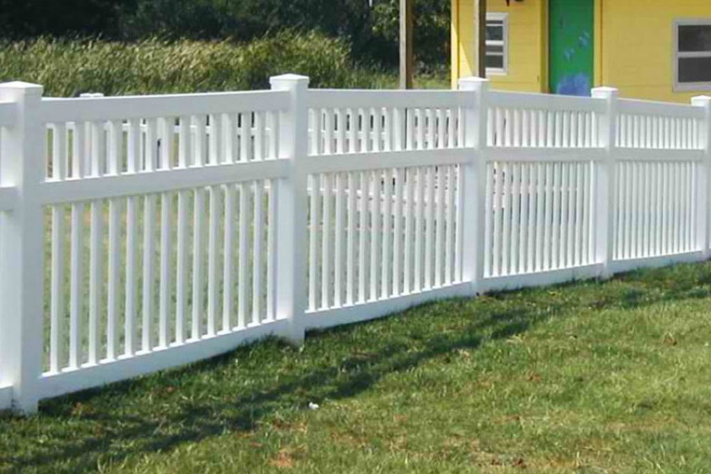 white PVC pool fence