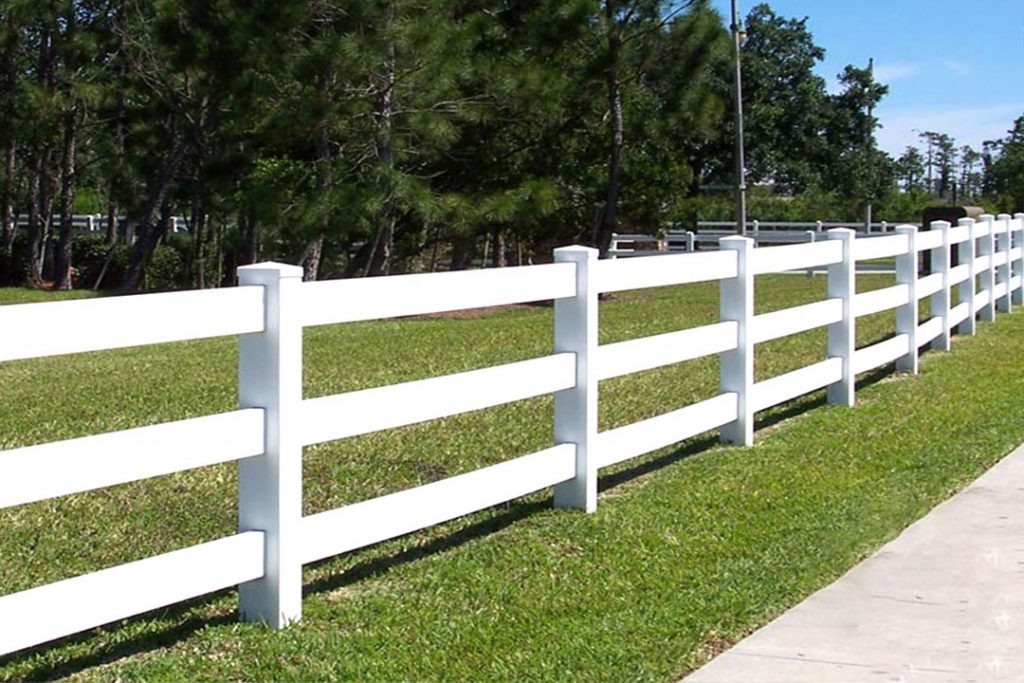 white ranch rail fence